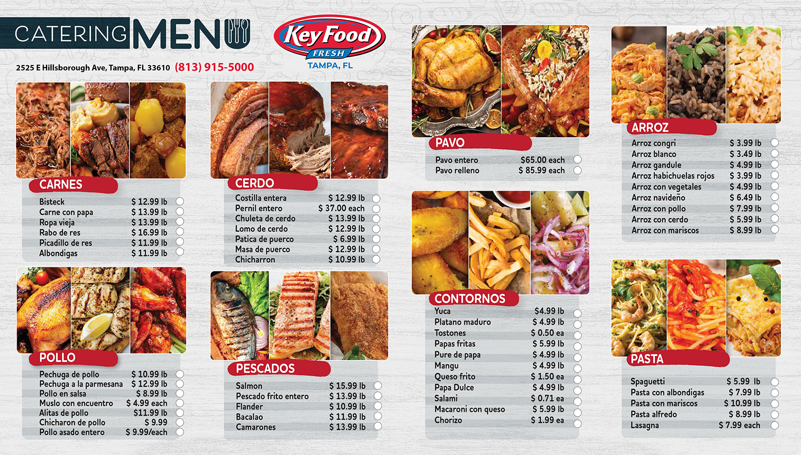 catering menu KEYFOOD tampa