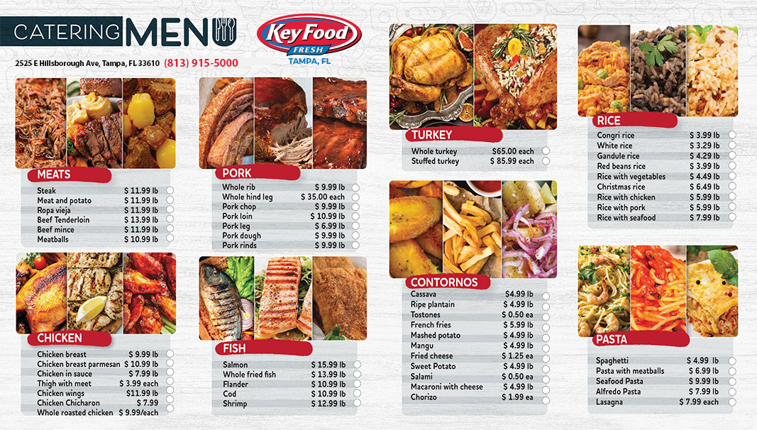 catering menu KEYFOOD Tampa